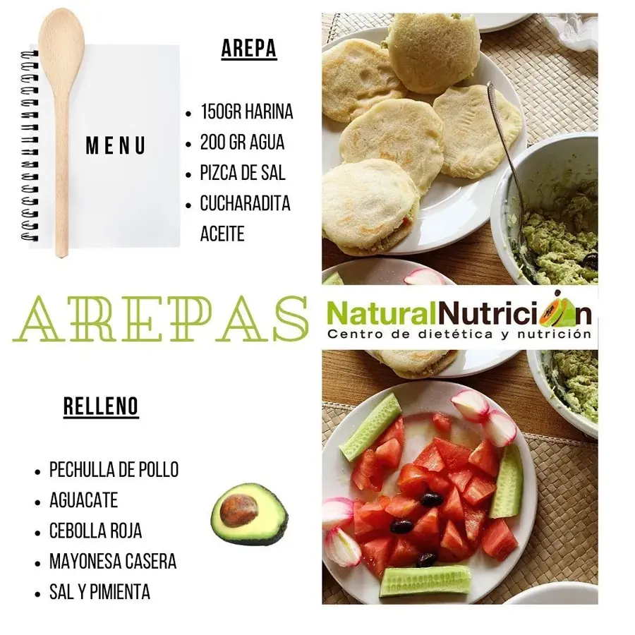 Arepas rellenas de pollo y aguacate